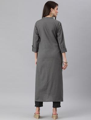solid a-line kurta - 17883782 - Standard Image - 3