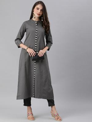 solid a-line kurta - 17883782 - Standard Image - 4