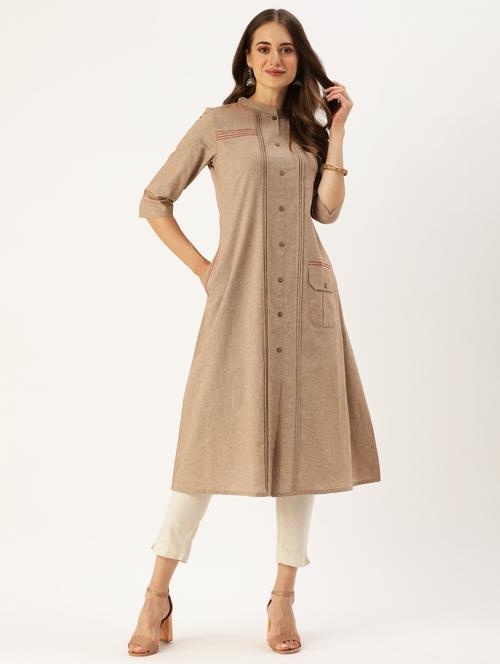 solid a-line kurta - 17883783 - Standard Image - 1