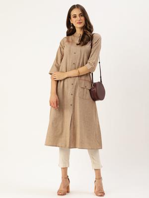 solid a-line kurta - 17883783 - Standard Image - 4