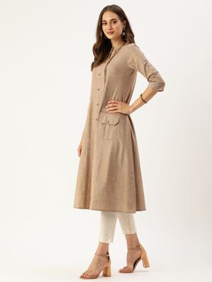 solid a-line kurta - 17883783 - Standard Image - 5