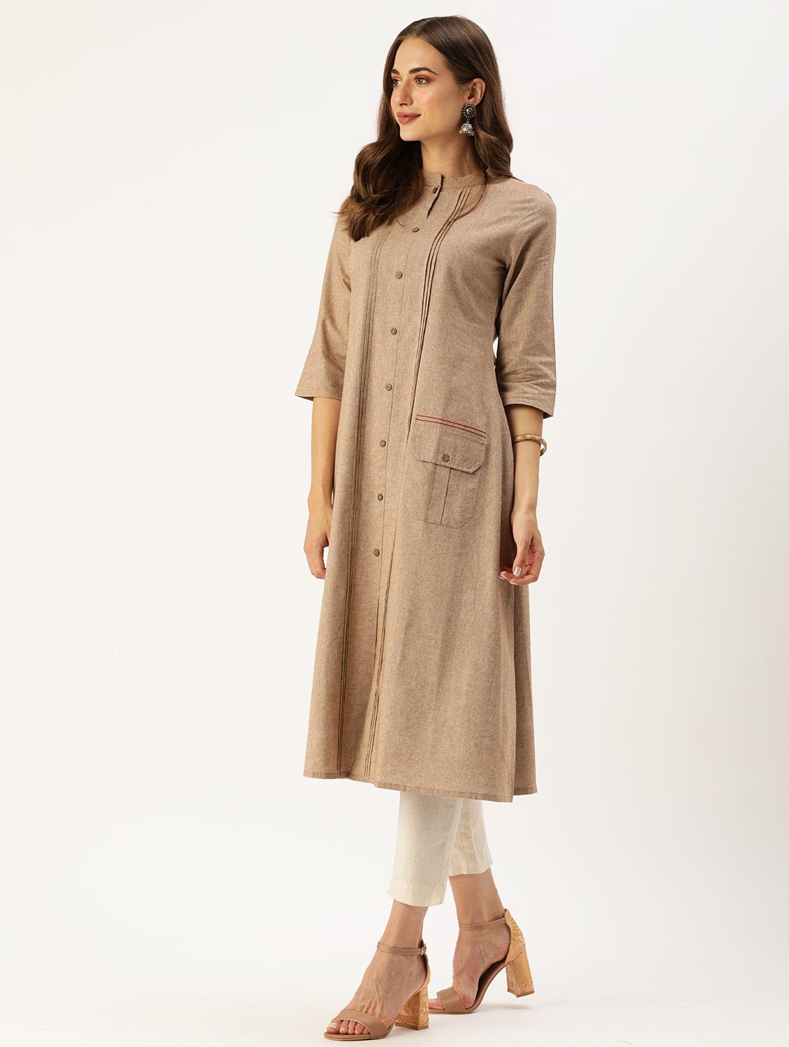 solid a-line kurta - 17883783 - Zoom Image - 2