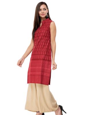 m2r printed cotton blend mandarin collar neck kurti for women - 17885839 - Standard Image - 2