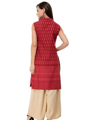 m2r printed cotton blend mandarin collar neck kurti for women - 17885839 - Standard Image - 5