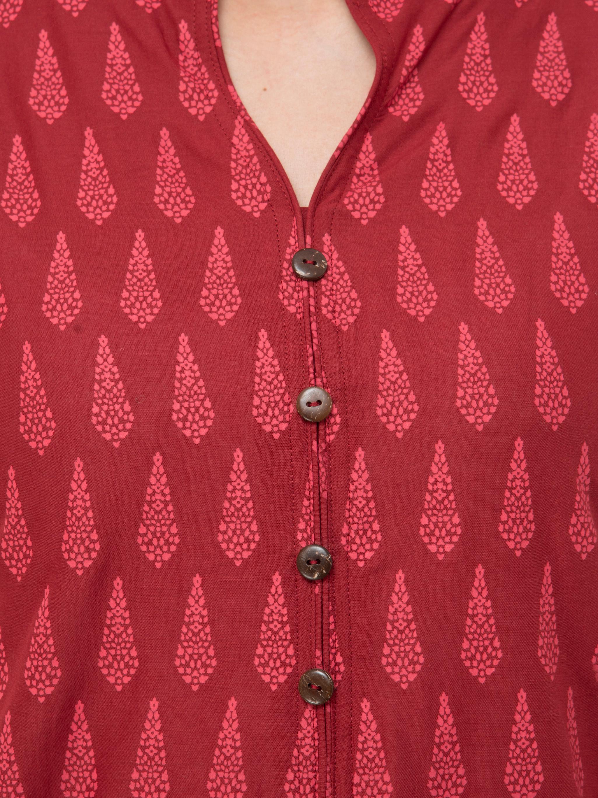 m2r printed cotton blend mandarin collar neck kurti for women - 17885839 - Zoom Image - 4