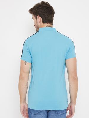 blue solid taped t-shirt - 17887124 - Standard Image - 3