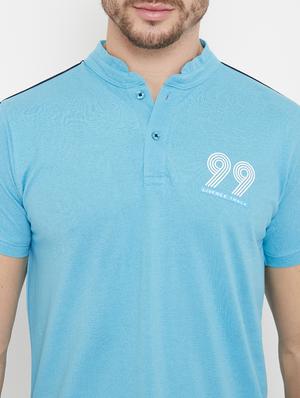blue solid taped t-shirt - 17887124 - Standard Image - 5
