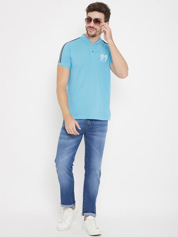 blue solid taped t-shirt - 17887124 - Zoom Image - 4