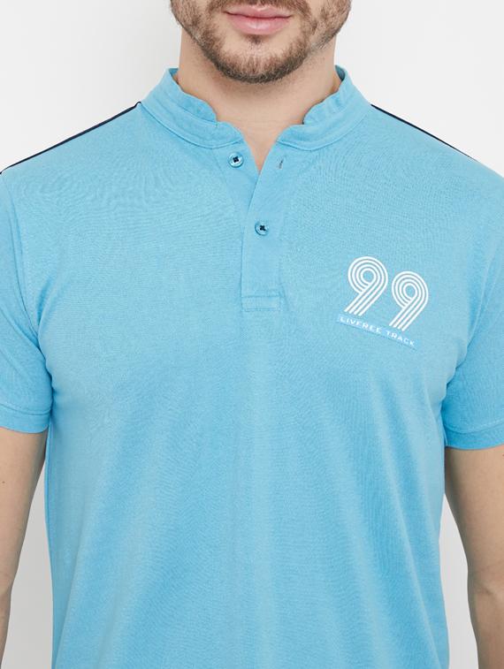blue solid taped t-shirt - 17887124 - Zoom Image - 5