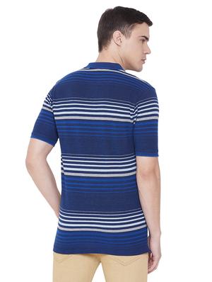 navy blue striped polo t-shirt - 17887164 - Standard Image - 3
