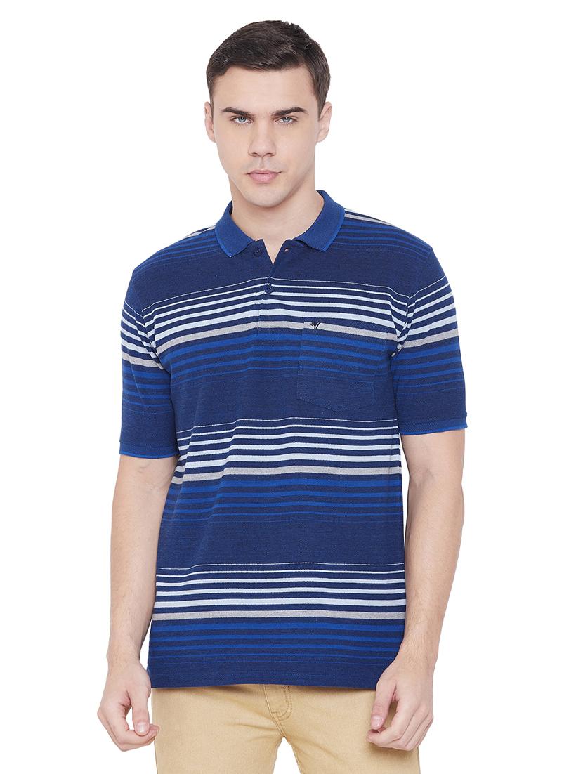 navy blue striped polo t-shirt - 17887164 - Zoom Image - 1
