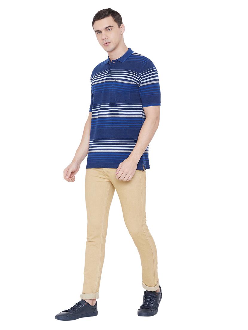 navy blue striped polo t-shirt - 17887164 - Zoom Image - 4