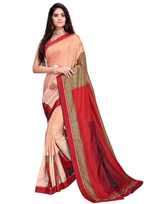 color block printed saree with blouse - 17887971 - Very Small Image - 1