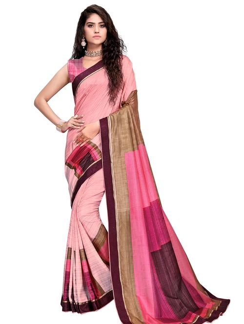 color block printed saree with blouse - 17887972 - Very Small Image - 1