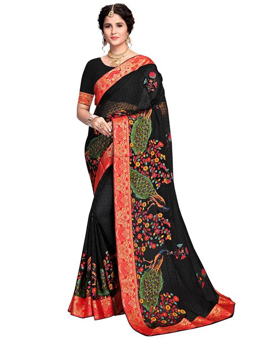 conversational printed saree with blouse - 17887974 - Very Small Image - 1