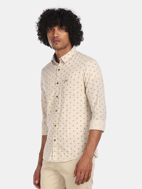 beige printed casual shirt - 17888765 - Standard Image - 1