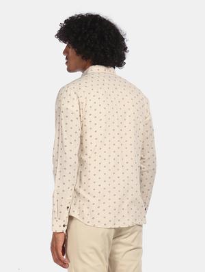 beige printed casual shirt - 17888765 - Standard Image - 2