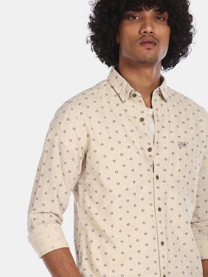 beige printed casual shirt - 17888765 - Standard Image - 4