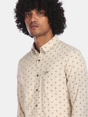 beige printed casual shirt - 17888765 - Standard Image - 5