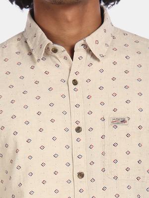 beige printed casual shirt - 17888765 - Standard Image - 6