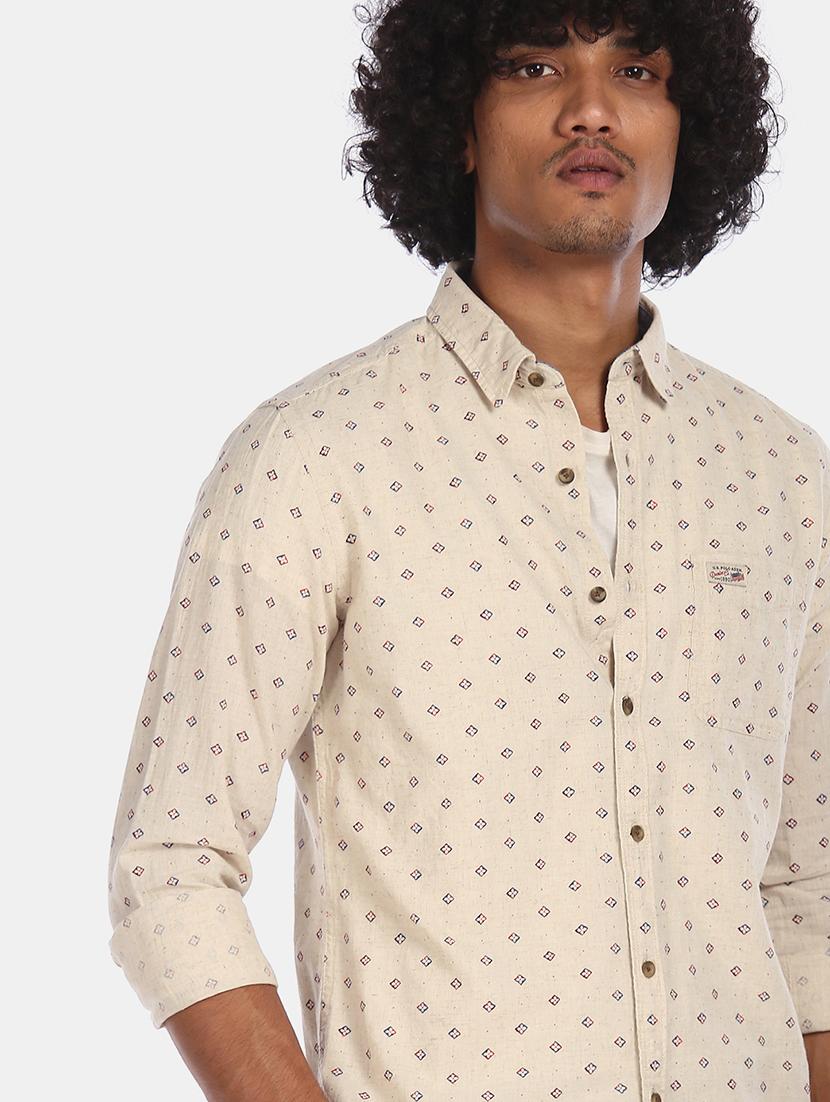 beige printed casual shirt - 17888765 - Zoom Image - 4