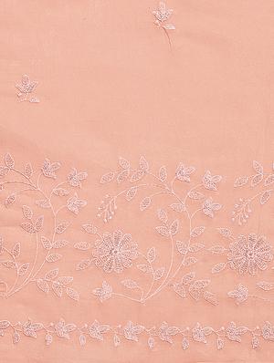 peach cotton embroidered saree with blouse - 17889478 - Standard Image - 4