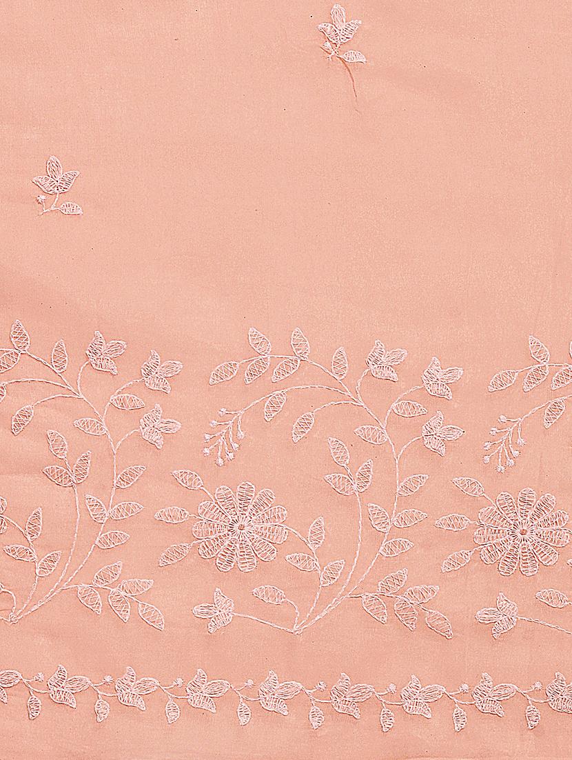 peach cotton embroidered saree with blouse - 17889478 - Zoom Image - 4