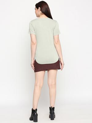 round neck solid top and skirts set - 17889663 - Standard Image - 2