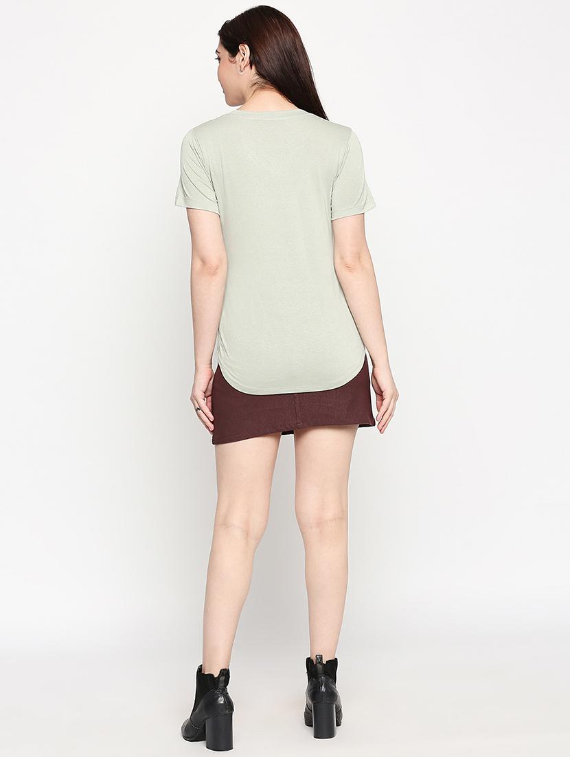 round neck solid top and skirts set - 17889663 - Zoom Image - 2