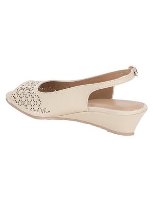 beige cut work wedge - 17889789 - Standard Image - 3
