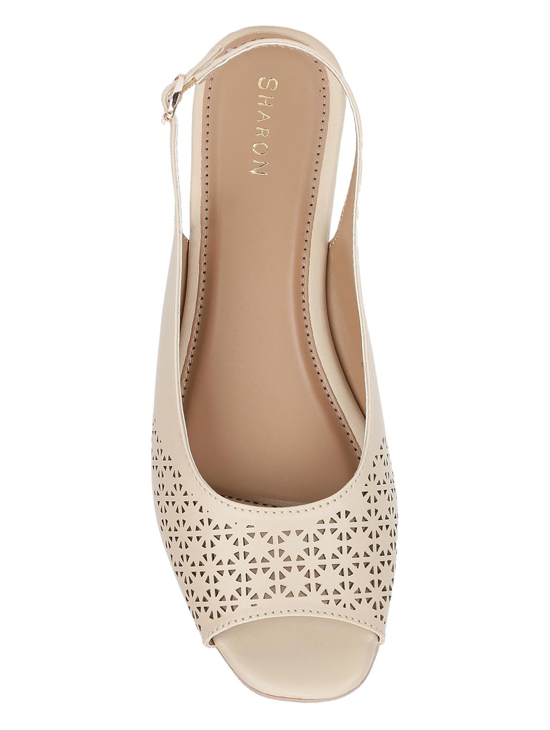 beige cut work wedge - 17889789 - Zoom Image - 4
