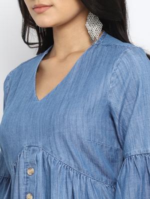 bell sleeved denim top - 17892065 - Standard Image - 5