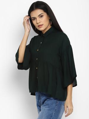 bell sleeved solid top - 17892069 - Standard Image - 2
