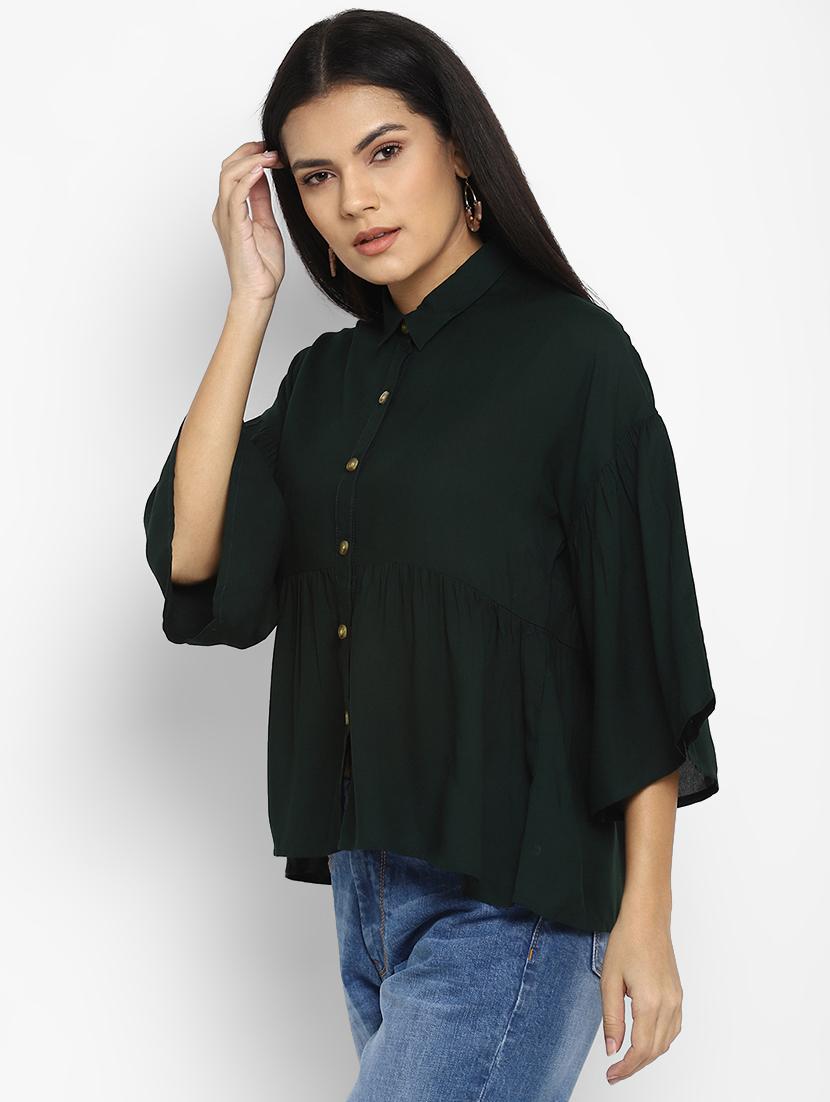 bell sleeved solid top - 17892069 - Zoom Image - 2
