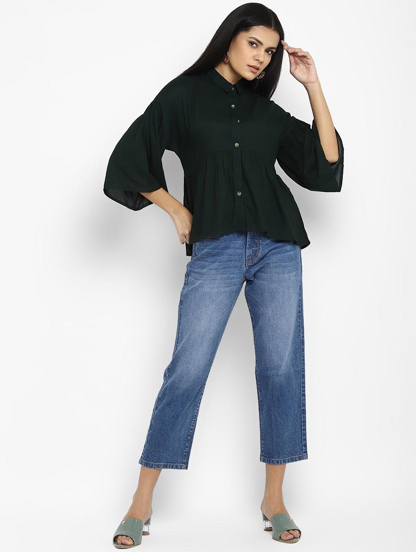 bell sleeved solid top - 17892069 - Zoom Image - 4