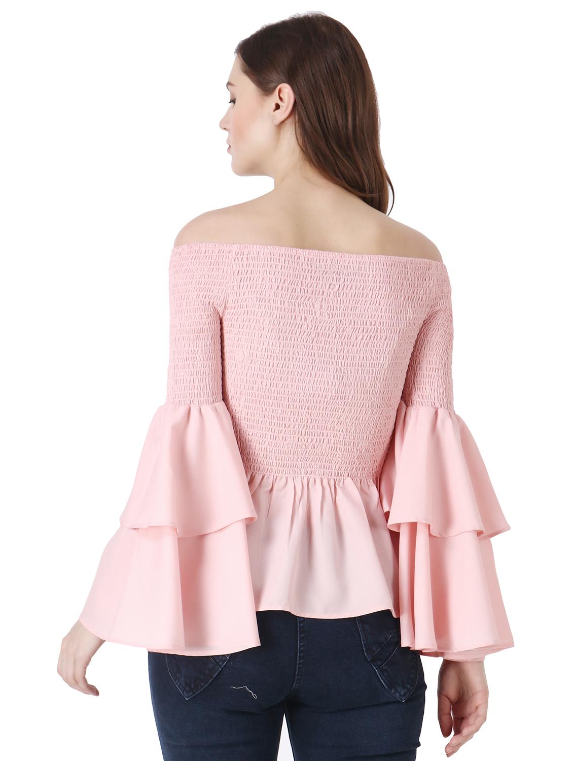 bell sleeved smocked top - 17892605 - Zoom Image - 3
