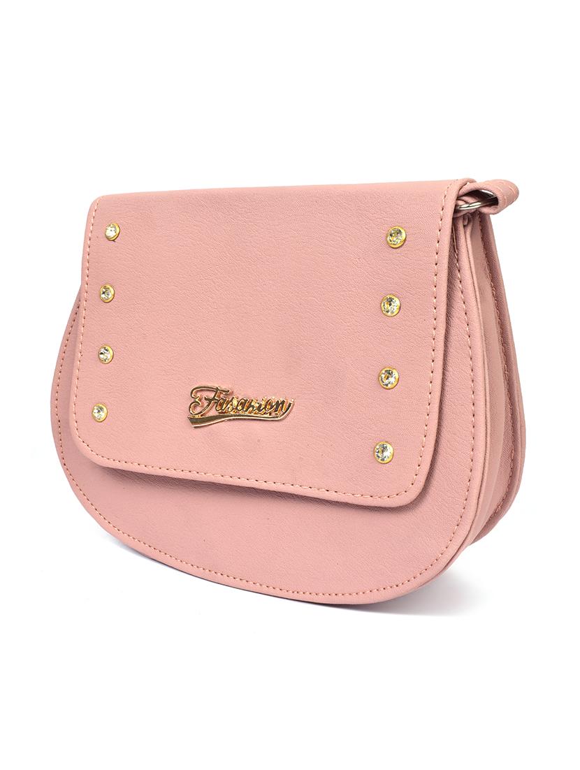 pink leatherette (pu) regular sling bag - 17892704 - Zoom Image - 5