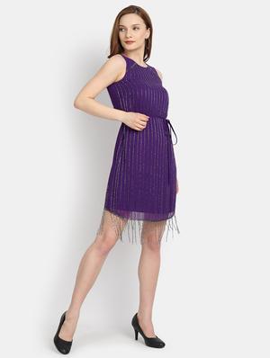tie front embellished a-line dress - 17892955 - Standard Image - 3