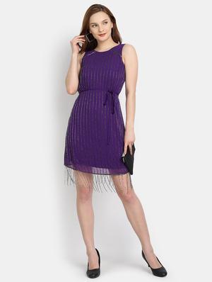 tie front embellished a-line dress - 17892955 - Standard Image - 5