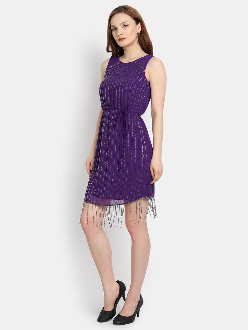 tie front embellished a-line dress - 17892955 - Zoom Image - 2