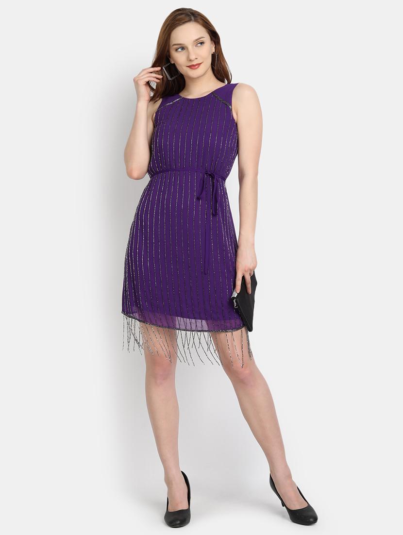 tie front embellished a-line dress - 17892955 - Zoom Image - 5