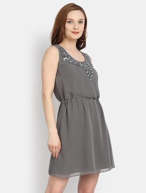 tie front embellished a-line dress - 17892956 - Standard Image - 2