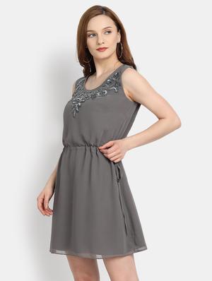 tie front embellished a-line dress - 17892956 - Standard Image - 3