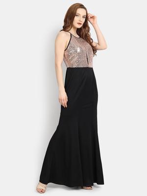 round neck embellished gown dress - 17892958 - Standard Image - 3