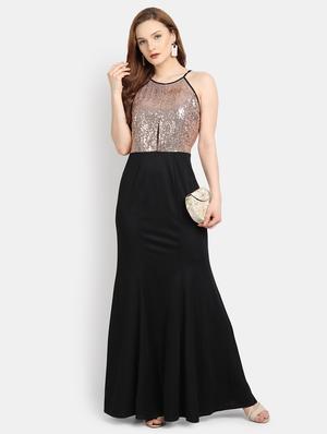 round neck embellished gown dress - 17892958 - Standard Image - 5