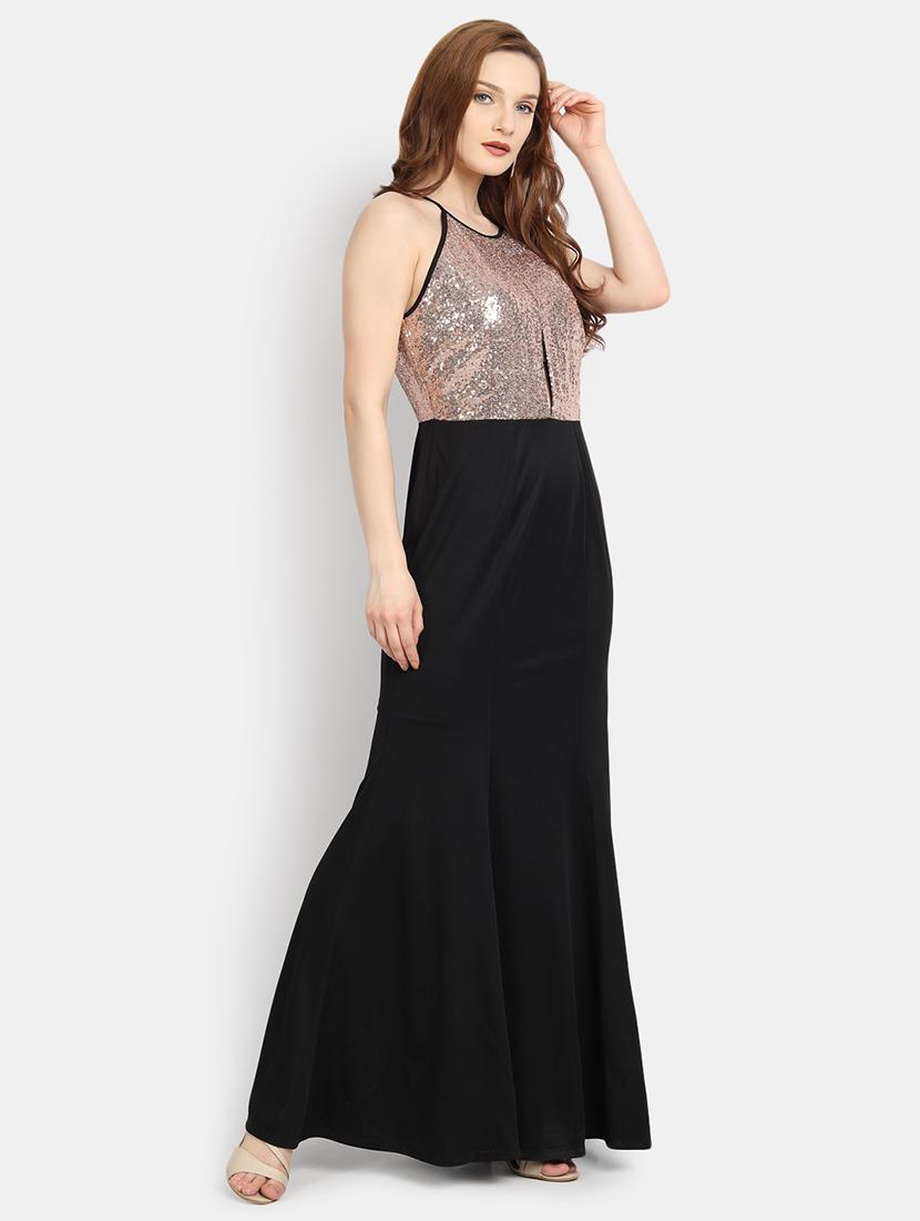 round neck embellished gown dress - 17892958 - Zoom Image - 3