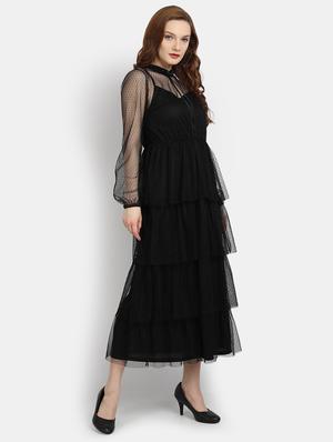 puff sleeved dobby ruffle dress - 17892960 - Standard Image - 3