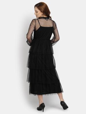 puff sleeved dobby ruffle dress - 17892960 - Standard Image - 4