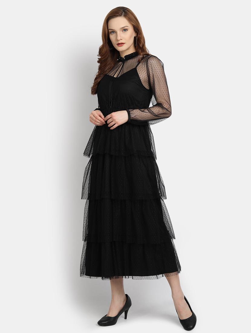 puff sleeved dobby ruffle dress - 17892960 - Zoom Image - 2