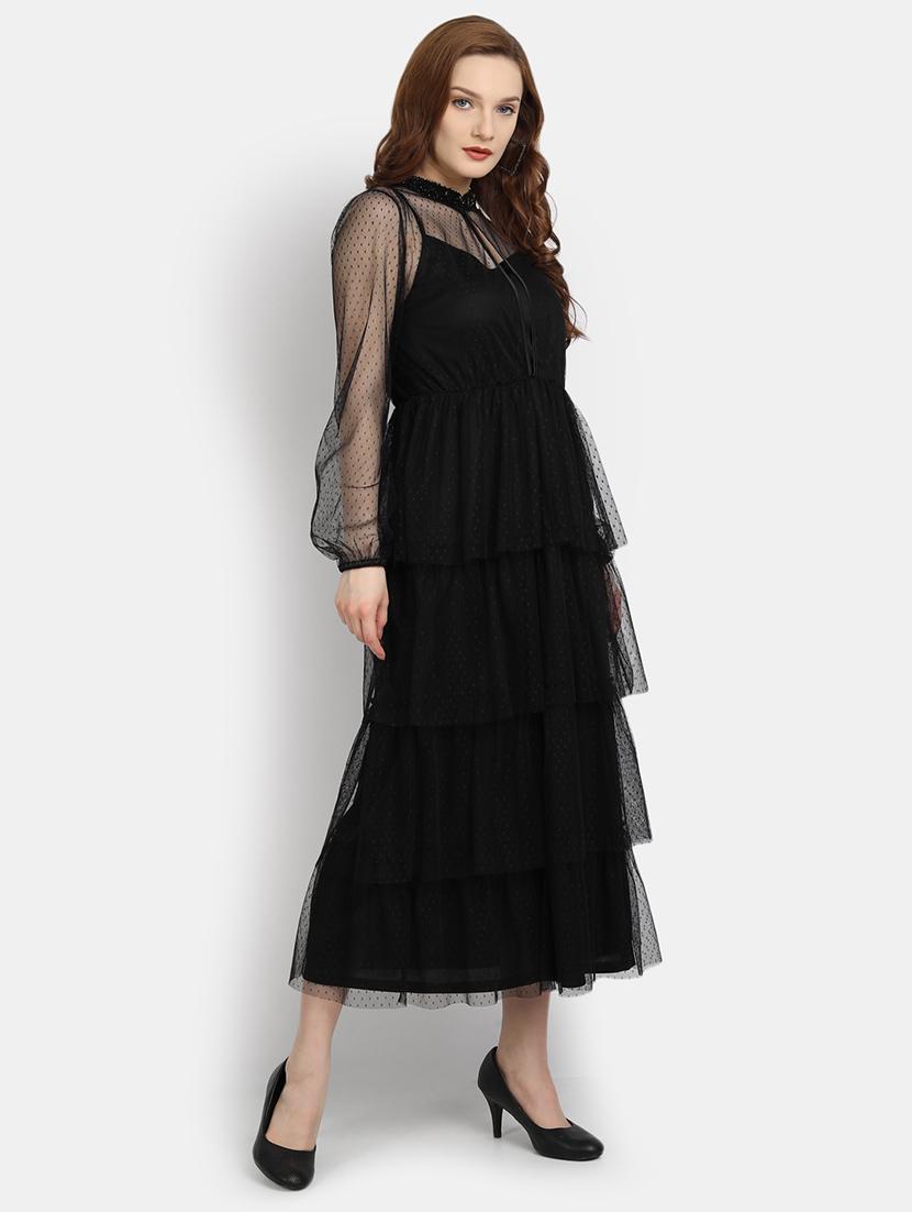 puff sleeved dobby ruffle dress - 17892960 - Zoom Image - 3